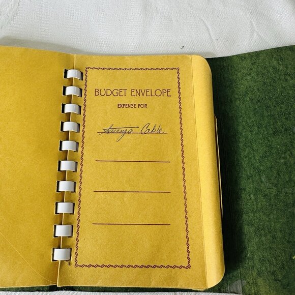 Vintage Dollar Saver Budget File Income Expenses Pad Envelopes Snap Close Binder - Picture 9 of 14